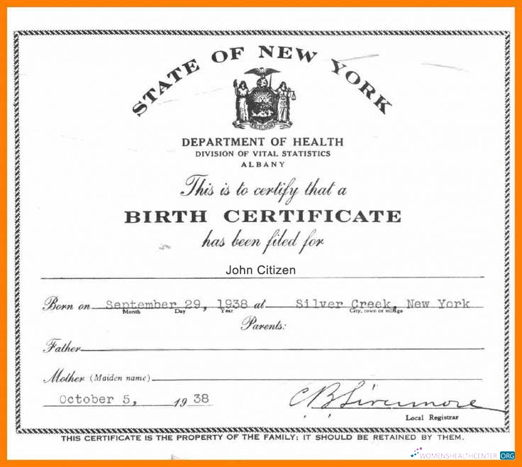 Download USA New York Department of Health certificate of birth Photoshop template